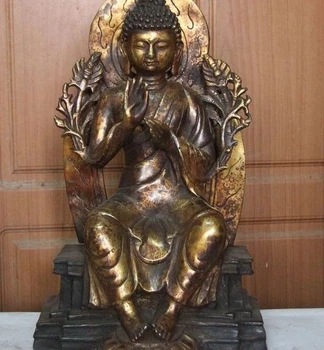 16" Tibet Buddhism Temple Pure Copper Bronze Classic Sakyamuni Buddha Statue
16" Tibet Buddhism Temple Pure Copper Bronze Classic Sakyamuni Buddha Statue