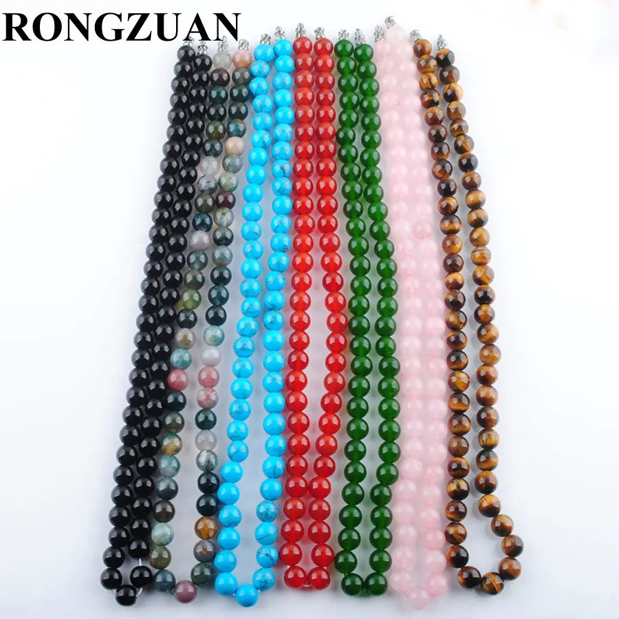 RONGZUAN Natural Agates Turquoises Rose Quartzs Gem Stone 8mm Round Beads Jewelry Necklace 18" Strand Women Jewelry TBF302
RONGZUAN Natural Agates Turquoises Rose Quartzs Gem Stone 8mm Round Beads Jewelry Necklace 18" Strand Women Jewelry TBF302