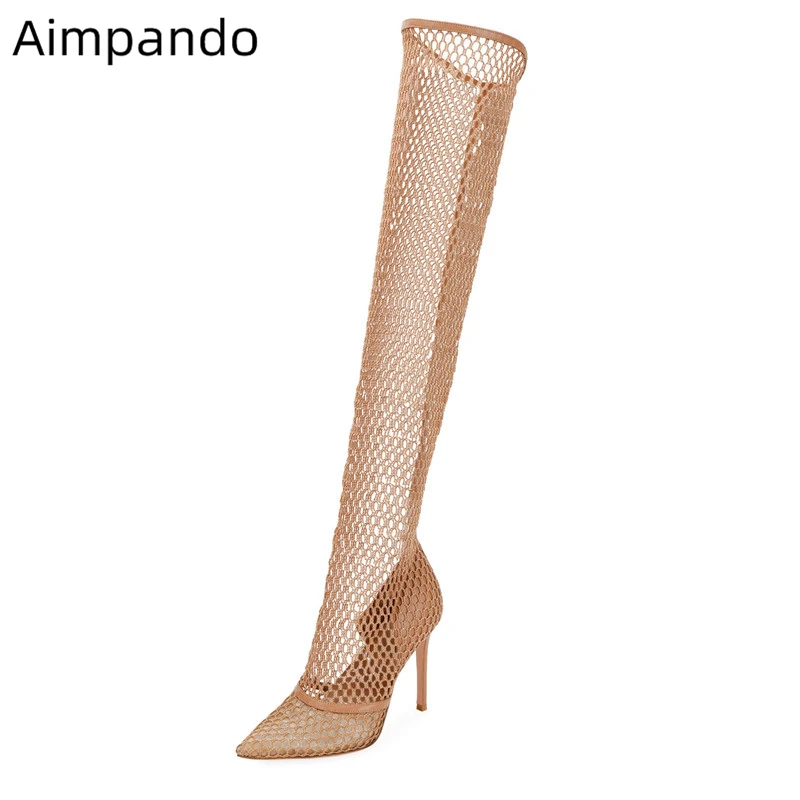 Sexy Air Mesh Runway Botas Mujer Thin High Heels Pointed Toe Slim Netted New Summer Network Fashion 2019 Long Boots Women
Sexy Air Mesh Runway Botas Mujer Thin High Heels Pointed Toe Slim Netted New Summer Network Fashion 2019 Long Boots Women