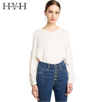 HYH HAOYIHUI Fashion Women Sweater Solid Beige Sweet O-neck Full Sleeve Ruffle Lady Tops Loose Casual Preppy Style Pullover Tops
HYH HAOYIHUI Fashion Women Sweater Solid Beige Sweet O-neck Full Sleeve Ruffle Lady Tops Loose Casual Preppy Style Pullover Tops