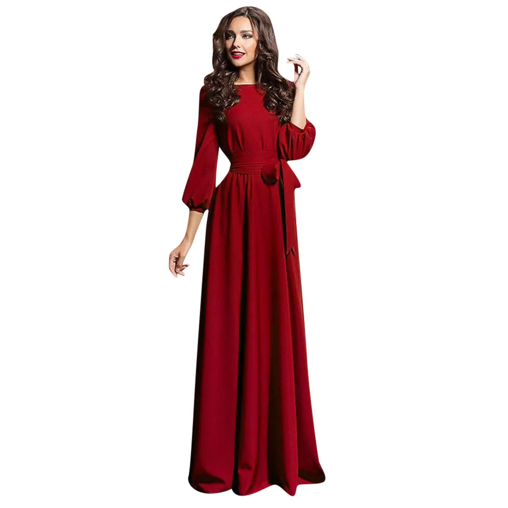 spring summer woman O-Neck Solid long dress bohemian style slim vestidos vintage three quarter lantern sleeve dress With Belt#30
spring summer woman O-Neck Solid long dress bohemian style slim vestidos vintage three quarter lantern sleeve dress With Belt#30