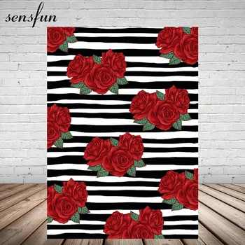 Sensfun Red Rose Flower Photography Backdrop Black And White Striped 5x7FT Vinyl Backgrounds For Photo Studio Photocall
Sensfun Red Rose Flower Photography Backdrop Black And White Striped 5x7FT Vinyl Backgrounds For Photo Studio Photocall
