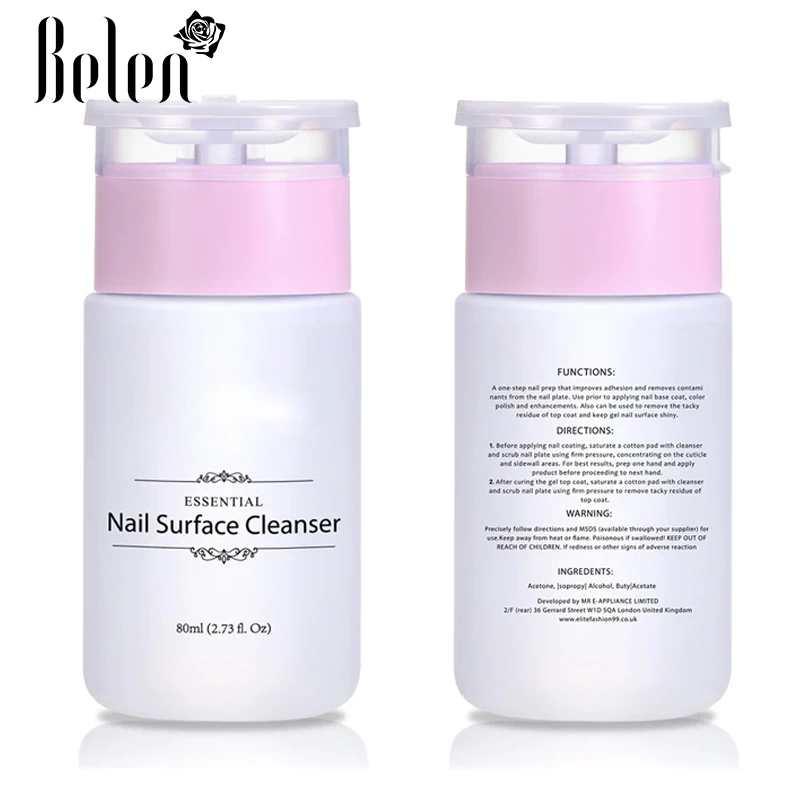 Belen 1pcs 80ml Nail Surface Cleanser Gel Polish Remover UV Gel Sticky Remover Liquid Enhance Shine Effect Cleanser Remover Tool
Belen 1pcs 80ml Nail Surface Cleanser Gel Polish Remover UV Gel Sticky Remover Liquid Enhance Shine Effect Cleanser Remover Tool