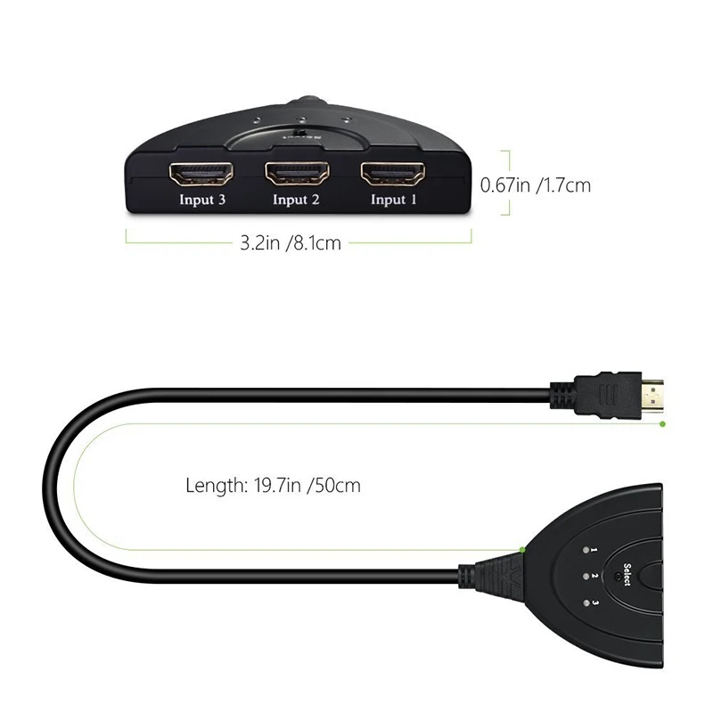 HDMI сплиттер Amkle Mini 3 порта USB адаптер кабель 1 4b 4K 1080P переключатель в концентратор