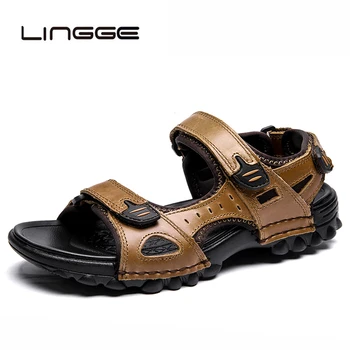 LINGGE Big Size Genuine Leather Men Sandals Summer Men Shoes Beach Sandals For Man Fashion Brand Outdoor Casual Sneakers 38-48
LINGGE Big Size Genuine Leather Men Sandals Summer Men Shoes Beach Sandals For Man Fashion Brand Outdoor Casual Sneakers 38-48