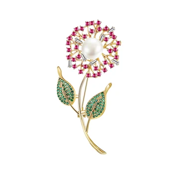 Brooch Pin High Quality Copper Zircon Colorful Beautiful Flower Dandelion Pearl Green Leaf Trend Personality Dress Jewelry
Brooch Pin High Quality Copper Zircon Colorful Beautiful Flower Dandelion Pearl Green Leaf Trend Personality Dress Jewelry