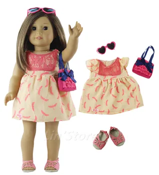 4 PCS Set Doll Clothes Outfit Dress+bag+glasses+one pairs shoes for 18" inch American Doll a10
4 PCS Set Doll Clothes Outfit Dress+bag+glasses+one pairs shoes for 18" inch American Doll a10