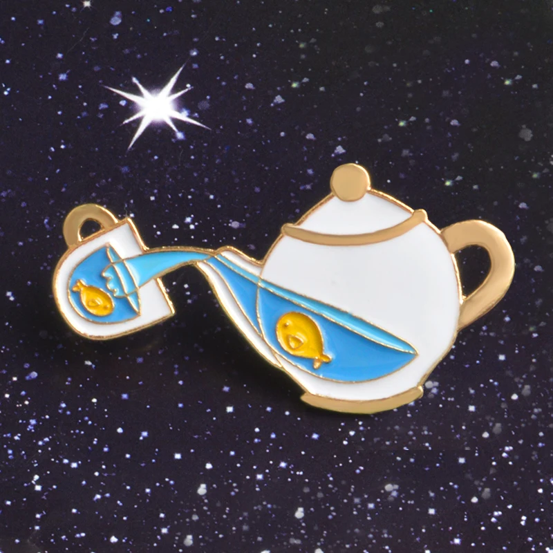 Teapot With Gold Fish And Blue Water Brooch for Women Men Kids Enamel pin Hat Bag Clothes Lapel Pin Badge Jewelry Gifts
Teapot With Gold Fish And Blue Water Brooch for Women Men Kids Enamel pin Hat Bag Clothes Lapel Pin Badge Jewelry Gifts