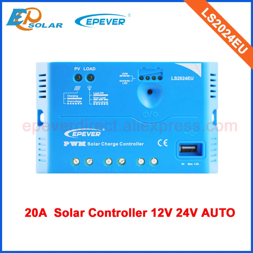 PWM 20A 20amp solar charge controller LS2024EU with USB output charging electronic products mini system
PWM 20A 20amp solar charge controller LS2024EU with USB output charging electronic products mini system