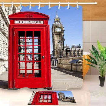 LB Red Telephone Box and Big Ben in London Shower Curtain with Mat Set Landscape Bathroom Waterproof Fabric For Bathtub Decor
LB Red Telephone Box and Big Ben in London Shower Curtain with Mat Set Landscape Bathroom Waterproof Fabric For Bathtub Decor
