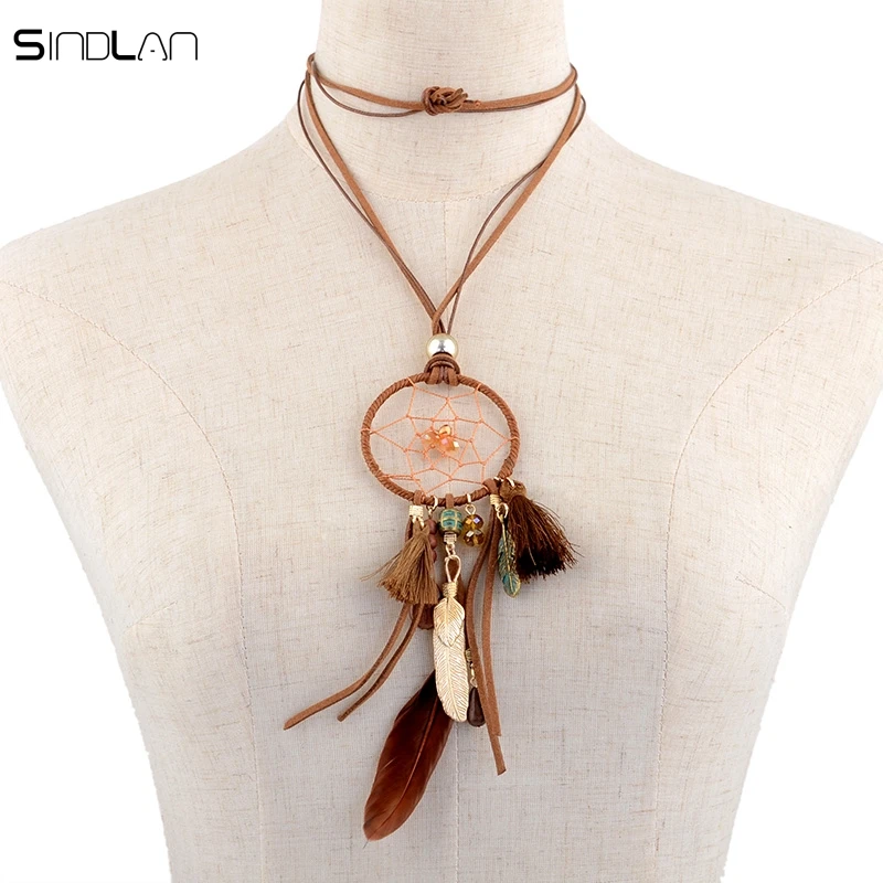 New Bohemian Hand-woven Long Section Sweater Chain Feather Tassel Digital Leaves Crystal Velvet Dreamcatcher Pendant Necklace
New Bohemian Hand-woven Long Section Sweater Chain Feather Tassel Digital Leaves Crystal Velvet Dreamcatcher Pendant Necklace