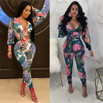 Summer Sexy Split Long Sleeve V Neck Bandage Top and Bodycon Pant Set Women Party Two Piece Outfits Floral Print Two Piece Set
Summer Sexy Split Long Sleeve V Neck Bandage Top and Bodycon Pant Set Women Party Two Piece Outfits Floral Print Two Piece Set
