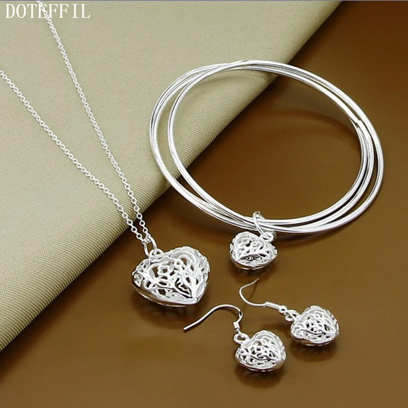 DOTEFFIL 925 Sterling Silver Heart Ball Necklace Bangle Earring Set For Woman Wedding Engagement Party Fashion Charm Jewelry
DOTEFFIL 925 Sterling Silver Heart Ball Necklace Bangle Earring Set For Woman Wedding Engagement Party Fashion Charm Jewelry