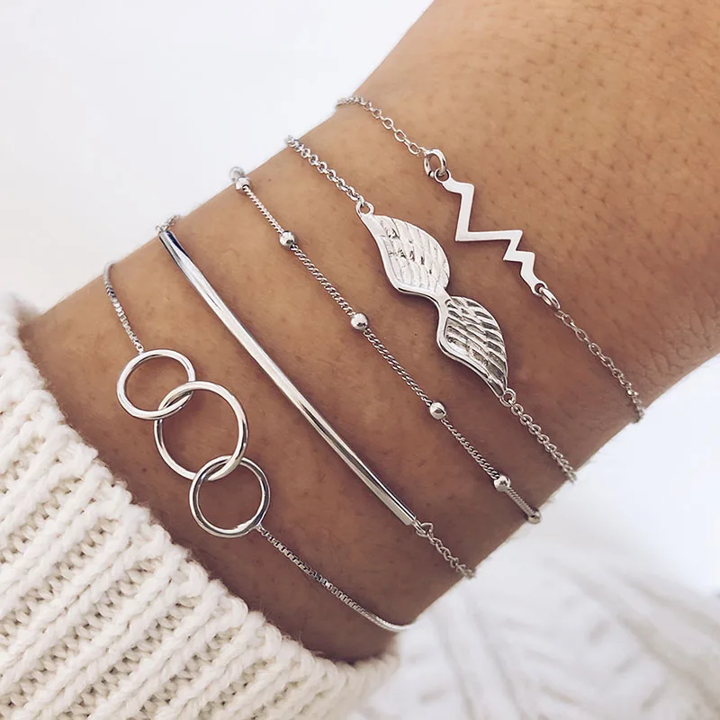 5 Pcs/Set Link Chain Heart Wave Wing Charm Bracelet Bangles for Women Handmade Round Infinity Symbol Shell Braclets Jewelry 2019
5 Pcs/Set Link Chain Heart Wave Wing Charm Bracelet Bangles for Women Handmade Round Infinity Symbol Shell Braclets Jewelry 2019