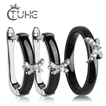 Butterfly Jewelry Sets Ceramic Jewelry With Bling Rhinestone 3mm Smooth Gold Ceramic Rings Stud Earrings for Gift Women
Butterfly Jewelry Sets Ceramic Jewelry With Bling Rhinestone 3mm Smooth Gold Ceramic Rings Stud Earrings for Gift Women