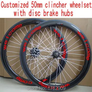 

Newest 700C 50mm clincher rims Road bicycle 3K UD 12K full carbon fibre bike wheelset with Thru Axle disc brake hubs Free ship