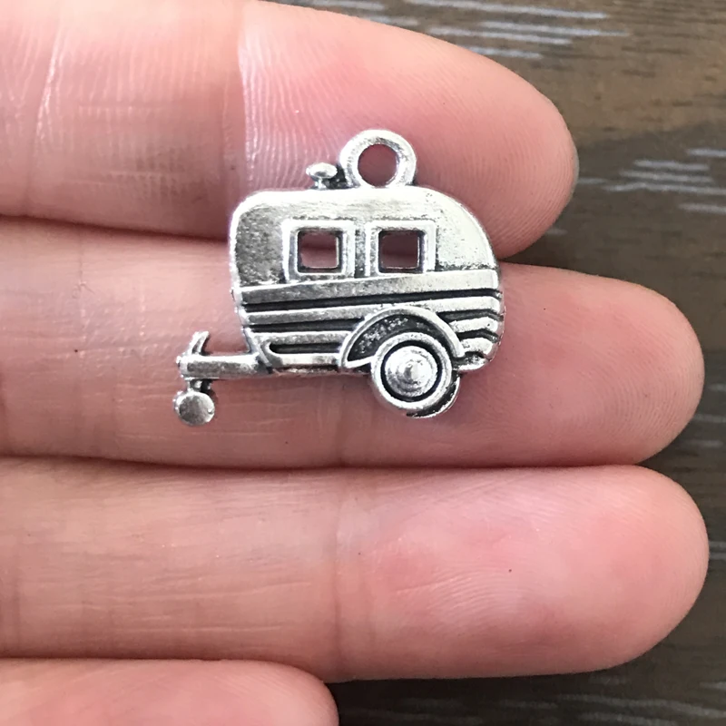 

12PCS DIY Charm Camping Trailer Charms Antique Silver Tone Camper Pendant for Bracelet Necklaces Earrings Zipper Pulls bookmarks