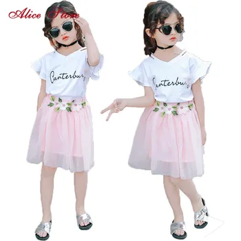 Girls Clothing Sets 2018 Brand Girls Clothes Butterfly Sleeve Letter T-shirt+Floral Volie Skirts 2Pcs for Dress Gril
Girls Clothing Sets 2018 Brand Girls Clothes Butterfly Sleeve Letter T-shirt+Floral Volie Skirts 2Pcs for Dress Gril