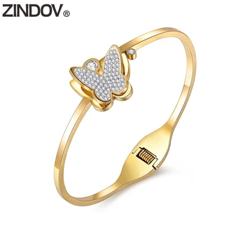 ZINDOV Stainless Steel Bracelets Ladies Butterfly Rhinestones Yellow Jewelry Women Gold Rose Gold Bracelet Bangle Drop shipping
ZINDOV Stainless Steel Bracelets Ladies Butterfly Rhinestones Yellow Jewelry Women Gold Rose Gold Bracelet Bangle Drop shipping