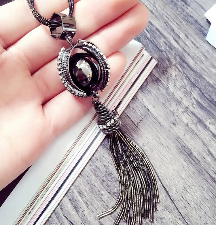 Image 2016 New Women New Fashion All match Sweater Chain Necklace Tassel Sweater Long Cross Pendant Necklace Accessories
