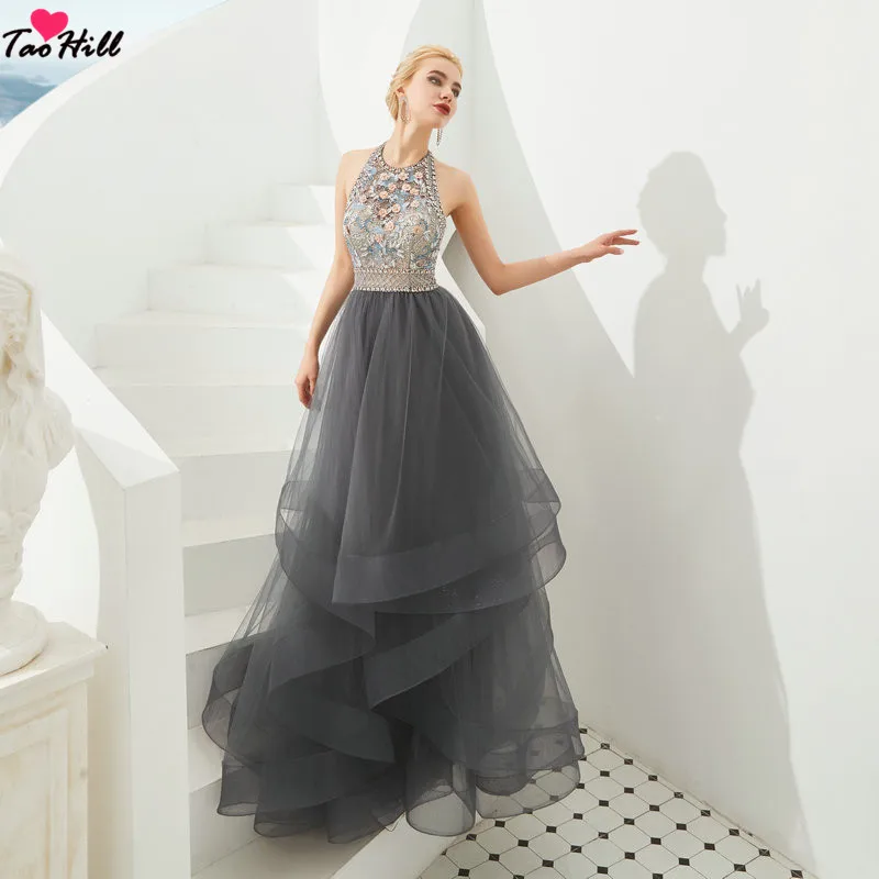 TaoHill 2019 Long Evening Dresses Dark Gray A-ine Halter Backless Handmade Flowers with Luxury Beads Evening Dress Gown
TaoHill 2019 Long Evening Dresses Dark Gray A-ine Halter Backless Handmade Flowers with Luxury Beads Evening Dress Gown