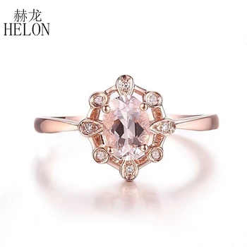 HELON Solid 14K (AU585) Rose Gold Oval 6x4mm 100% Genuine Morganite Diamonds Engagement Ring Women Wedding Trendy Fine Jewelry
HELON Solid 14K (AU585) Rose Gold Oval 6x4mm 100% Genuine Morganite Diamonds Engagement Ring Women Wedding Trendy Fine Jewelry