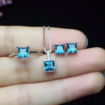 Fidelity Natural 5mm blue topaz s925 sterling silver Square fine jewelry sets for women natural gemstone ring earring pendant
Fidelity Natural 5mm blue topaz s925 sterling silver Square fine jewelry sets for women natural gemstone ring earring pendant
