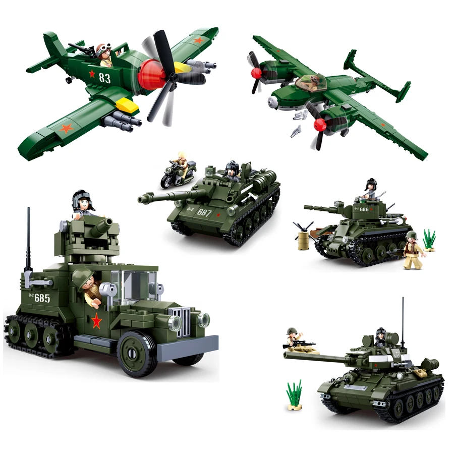 Military World War II WW2 SWAT Attacker Tu-2 Bomber Tiger Tank T-34 T-72 Medium Tank Building Blocks Toys Compatible With Lego
Military World War II WW2 SWAT Attacker Tu-2 Bomber Tiger Tank T-34 T-72 Medium Tank Building Blocks Toys Compatible With Lego