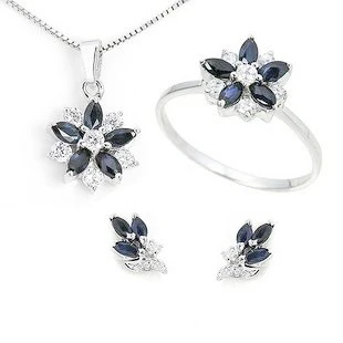 Sapphire jewelry set 1pair stud earring,1pc pendant,1pc ring Natural sapphire 925 sterling silver 0.13ct*16pcs gems
Sapphire jewelry set 1pair stud earring,1pc pendant,1pc ring Natural sapphire 925 sterling silver 0.13ct*16pcs gems