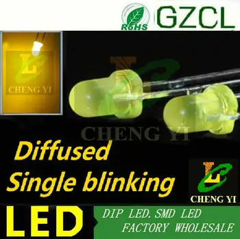 90times/min flash led lamp Yellow 3mm diffused light diode 1.5Hz single blinking dip led 585-595nm 
90times/min flash led lamp Yellow 3mm diffused light diode 1.5Hz single blinking dip led 585-595nm