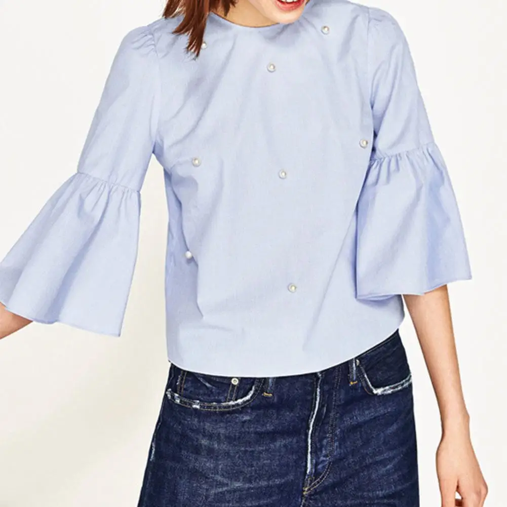 2019 New Yfashion Summer Women Nailed Beaded Horn Sleeve Fashion Round Collar Tops
2019 New Yfashion Summer Women Nailed Beaded Horn Sleeve Fashion Round Collar Tops