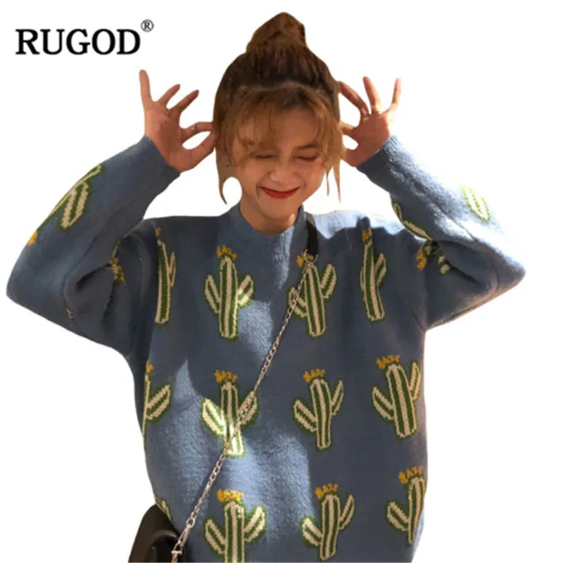 RUGOD 2018 трикотажные женские свитера с круглым вырезом Свободные повседневные