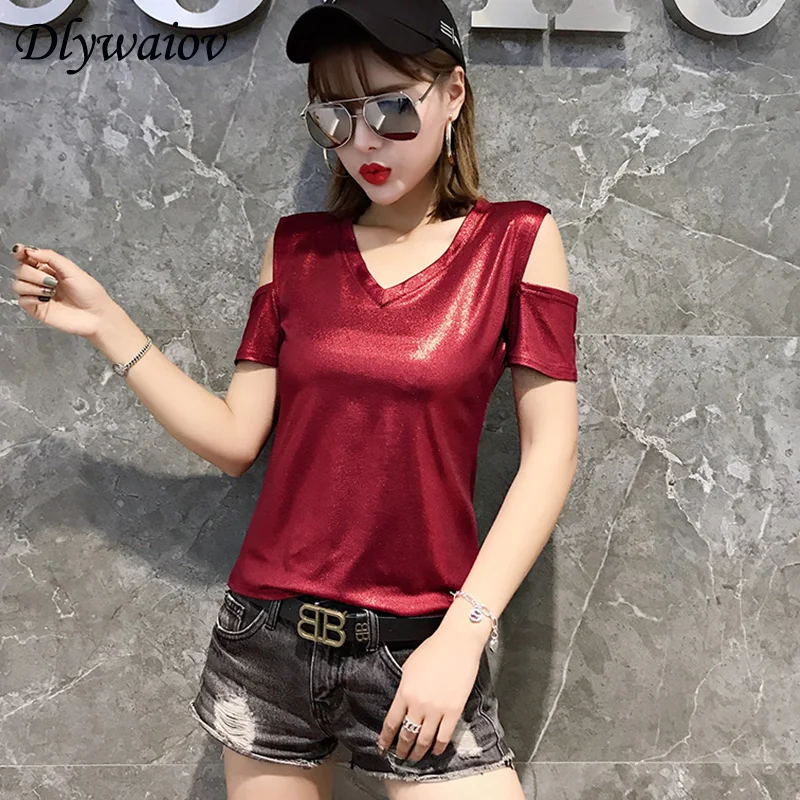 Fashion Glossy Off shoulder Tee Shirts Women Tops Sexy V-neck T Shirt Femme Short Sleeve Plus Size Casual Tshirt 2019 Summer New
Fashion Glossy Off shoulder Tee Shirts Women Tops Sexy V-neck T Shirt Femme Short Sleeve Plus Size Casual Tshirt 2019 Summer New