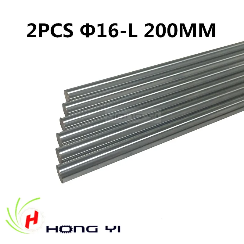 2pcs 3D Printer Rod Shaft 16mm-L200mm Chrome Plated Cylinder Linear Rail Round Rod Shaft Linear Motion Shaft for 3D