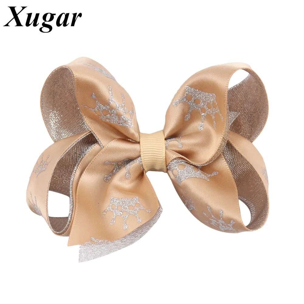 2 Pieces/lot 4 Inch Satin Ribbon Hair Bows for Girls Silver Crown Printed Hair Clips Organza Ribbon Double Hair Accessories
2 Pieces/lot 4 Inch Satin Ribbon Hair Bows for Girls Silver Crown Printed Hair Clips Organza Ribbon Double Hair Accessories
