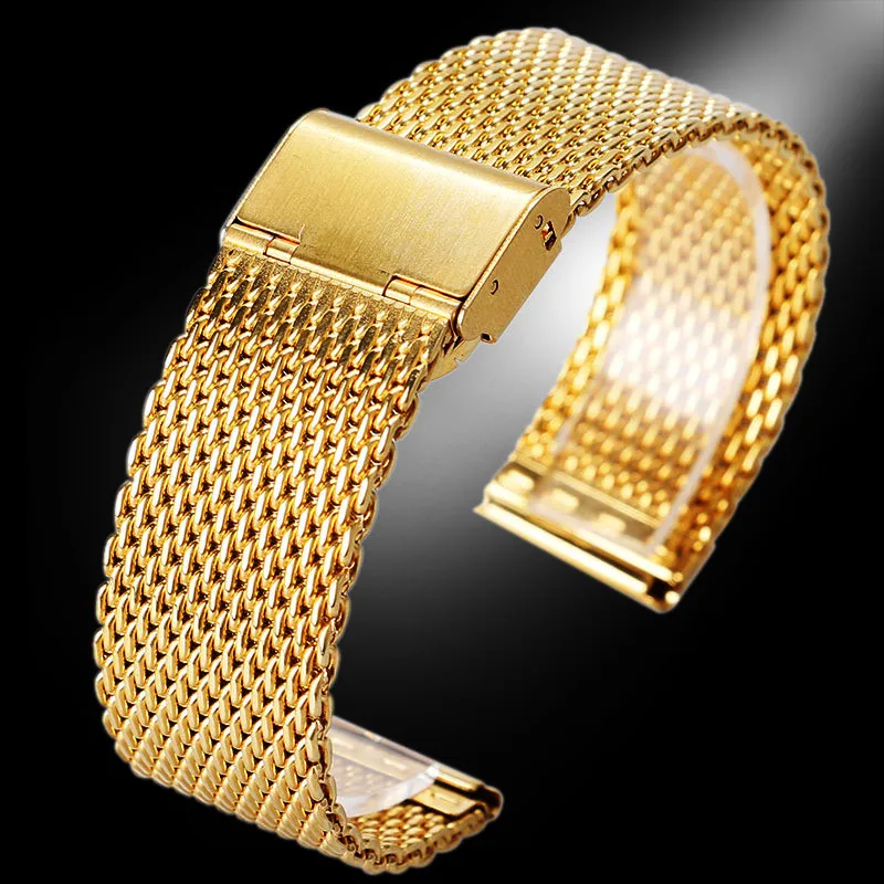 20mm 22mm Golden Flexible Mesh Stainless Steel Band for Men Women Watches Replacement Weaved Metal Strap Bracelet Wrist Bangle
20mm 22mm Golden Flexible Mesh Stainless Steel Band for Men Women Watches Replacement Weaved Metal Strap Bracelet Wrist Bangle
