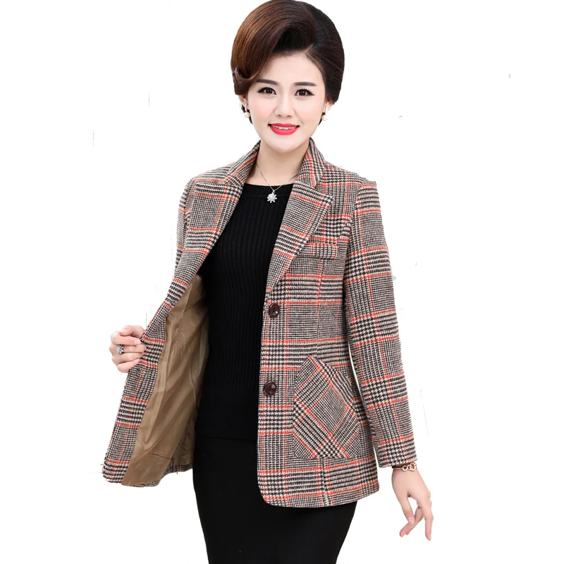 Spring Autumn Women's Outwear 2019 Fashion New Large Size Plaid Blazer Jackets Middle-aged Women Woolen Coats Plus Size 5XL W882
Spring Autumn Women's Outwear 2019 Fashion New Large Size Plaid Blazer Jackets Middle-aged Women Woolen Coats Plus Size 5XL W882
