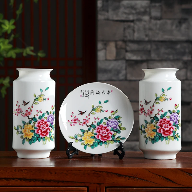 three piece ceramic vase ornaments Jingdezhen Chinese Home Furnishing home decoration living room flower crafts
three piece ceramic vase ornaments Jingdezhen Chinese Home Furnishing home decoration living room flower crafts