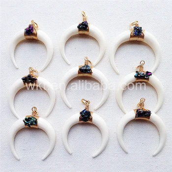 WT-P525 Wholesale Natural OX bone horn pendant with druzy hematite charm handmake wire wrapped horn pendants
WT-P525 Wholesale Natural OX bone horn pendant with druzy hematite charm handmake wire wrapped horn pendants