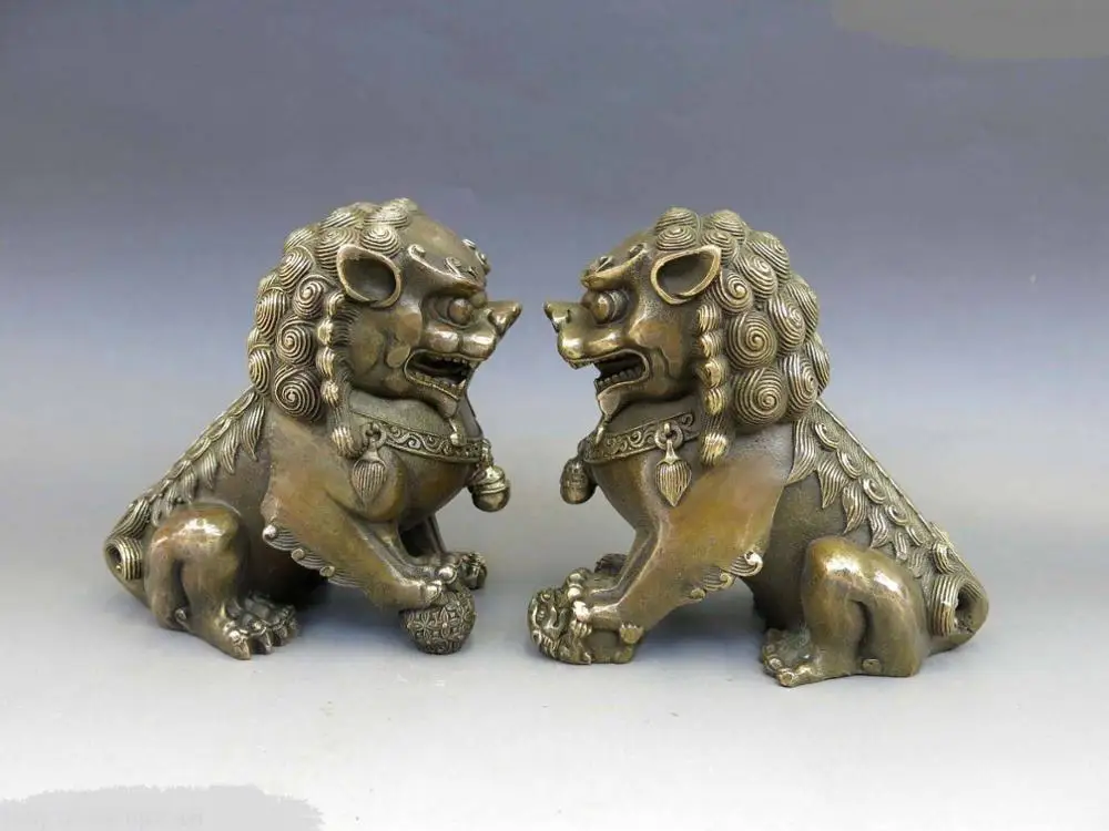 DS DS China Feng Shui Brass copper town house Foo Dogs Lion Pair Sculpture Statue
DS DS China Feng Shui Brass copper town house Foo Dogs Lion Pair Sculpture Statue