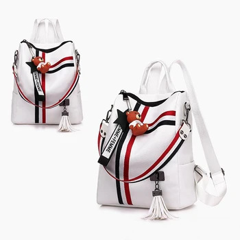 Black&White Double Shoulder Bag Zipper Female Tassel BACKPACKS Leather School Bag Women Girls Travel Bags
Black&White Double Shoulder Bag Zipper Female Tassel BACKPACKS Leather School Bag Women Girls Travel Bags