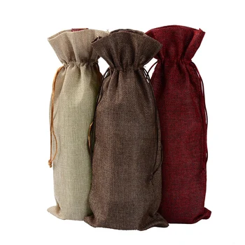 16X22cm Linen Gift Bags Gold Thread Drawstring Single Bottle Jute Wine Pouches 10pcs For Wedding Birthday Party Gift Pouches
16X22cm Linen Gift Bags Gold Thread Drawstring Single Bottle Jute Wine Pouches 10pcs For Wedding Birthday Party Gift Pouches