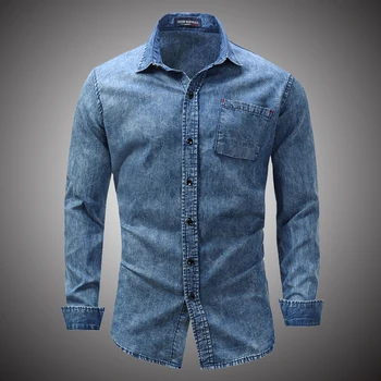 Blue Retro Denim Shirt Men Casual Fit Slim Long Sleeve Shirts 2018 Autumn Cotton Jeans Dress Shirt Mens Clothing Plue Size WY109
Blue Retro Denim Shirt Men Casual Fit Slim Long Sleeve Shirts 2018 Autumn Cotton Jeans Dress Shirt Mens Clothing Plue Size WY109