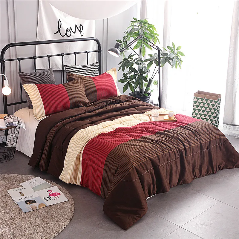 Bonenjoy Striped Comforter Sets Red Colorful Quilted Duvet With
