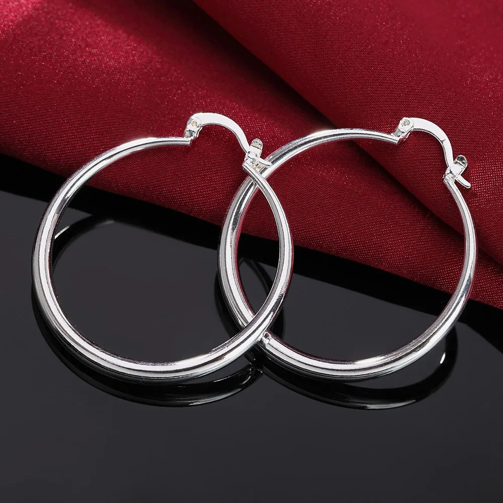 Round Hoop Earrings Genuine 925 stamped silver plated 40mm for Men women Trendy Circle Earrings 2mm Thick
Round Hoop Earrings Genuine 925 stamped silver plated 40mm for Men women Trendy Circle Earrings 2mm Thick
