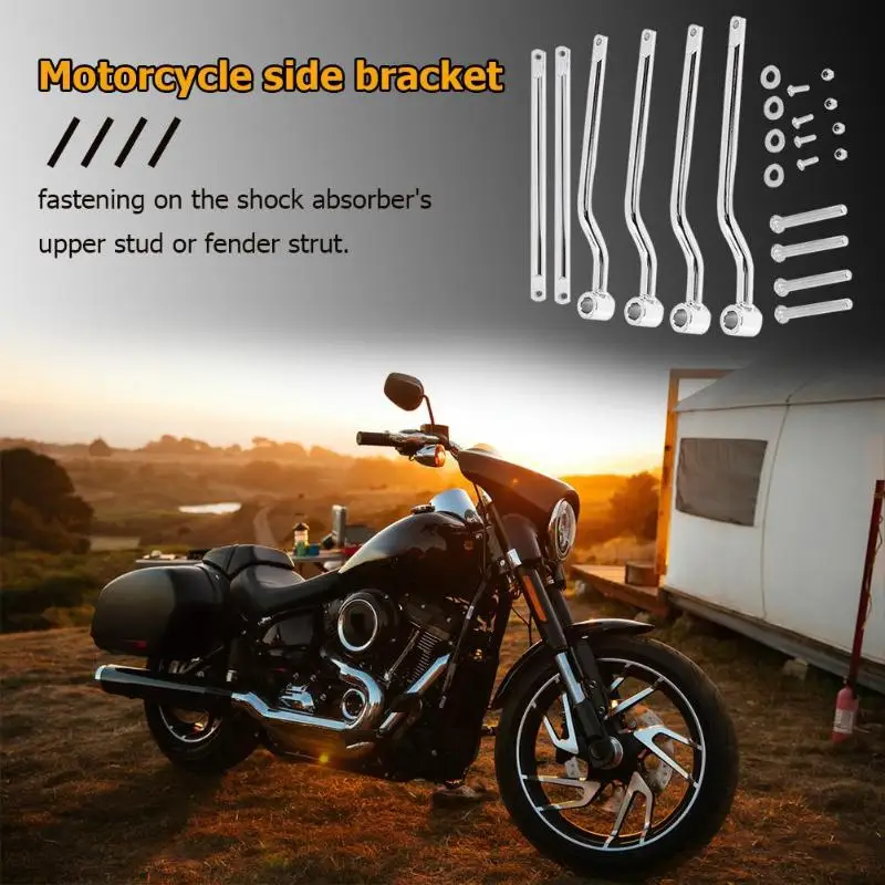 Universal Motorcycle Saddlebag Metal Support Bars Saddle Bag Bracket Electroplated Upper Stud Fastened to Shock Absorber
Universal Motorcycle Saddlebag Metal Support Bars Saddle Bag Bracket Electroplated Upper Stud Fastened to Shock Absorber