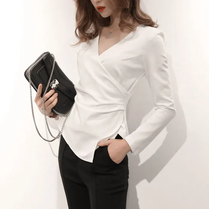 Sexy Slim White Shirt Women Blouse Asymmetric Ladies Cross Deep V-neck Blusas Female Tops 2019 Women Clothes RWS175042
Sexy Slim White Shirt Women Blouse Asymmetric Ladies Cross Deep V-neck Blusas Female Tops 2019 Women Clothes RWS175042