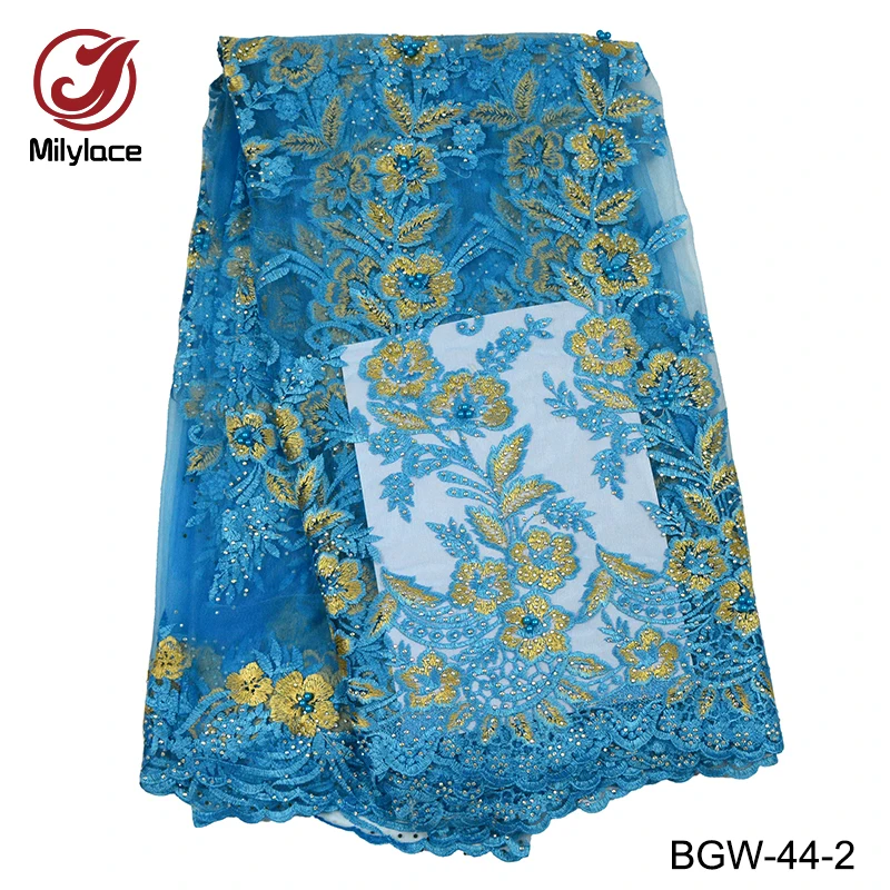 Beautiful African tulle net lace fabric 5 yards with satin lining 3 for one set quality-assured BGW-44 | Дом и сад