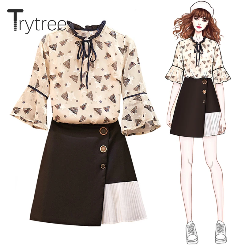 Trytree Summer Women two piece set Casual Linen Geometric Blouse + Skirt Button Patchwork Pleat A-line Mini Suit Set 2 Piece Set
Trytree Summer Women two piece set Casual Linen Geometric Blouse + Skirt Button Patchwork Pleat A-line Mini Suit Set 2 Piece Set