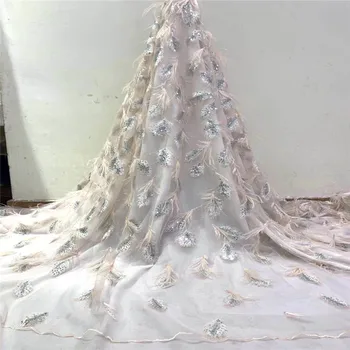 5 yards high quality with feather embroidered net tulle mesh lace gold French sequins lace fabrics for wedding dresses jh65-2876
5 yards high quality with feather embroidered net tulle mesh lace gold French sequins lace fabrics for wedding dresses jh65-2876